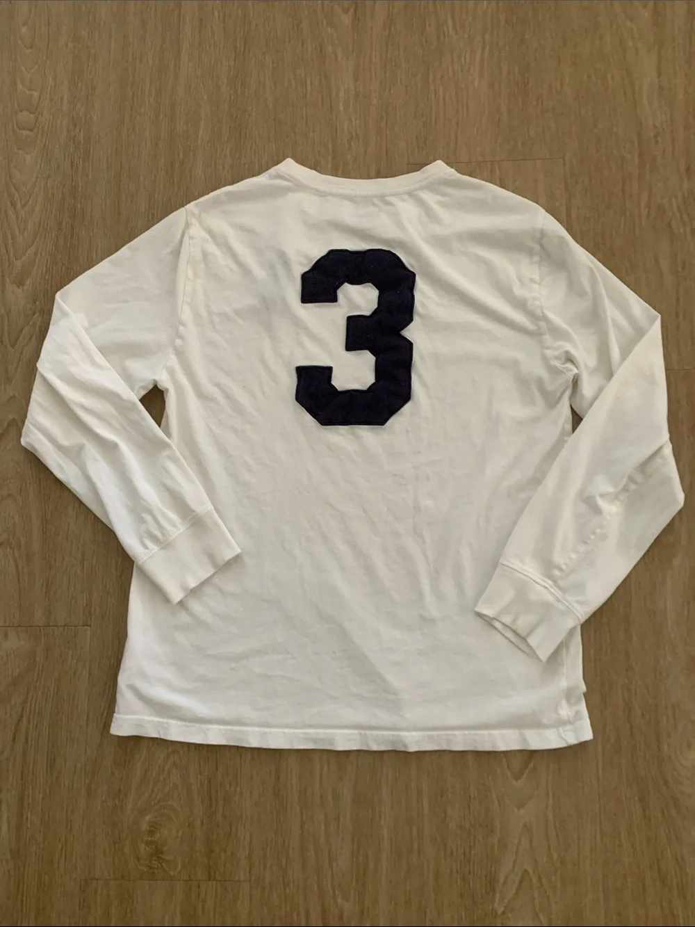 Ralph Lauren Boy’s White Long Sleeve Tee with Navy Pony Logo